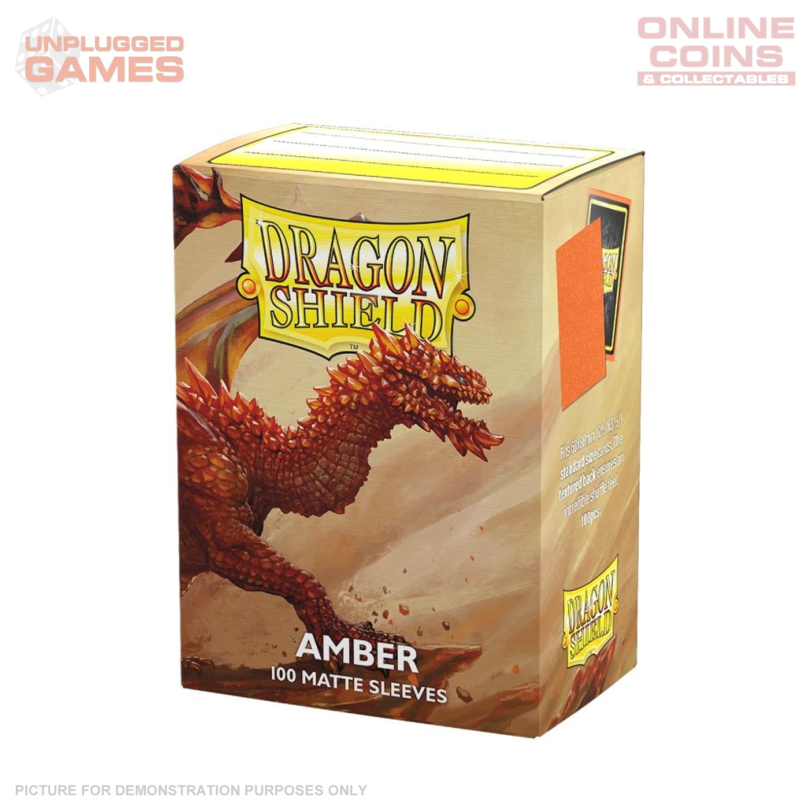 Dragon Shield 100 Standard Size Card Sleeves – Matte – Amber